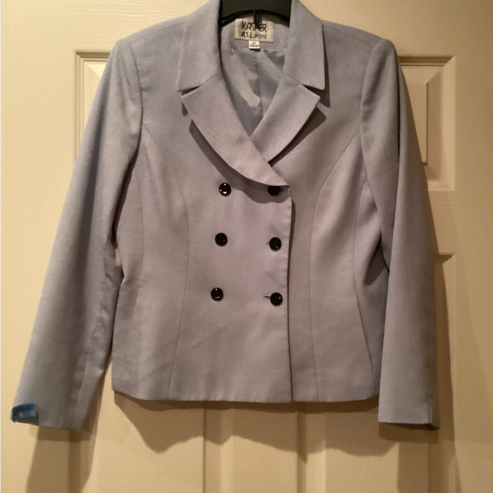 KASPER FOR ASL Petite fully lined blazer size 8P in a slate blue color.